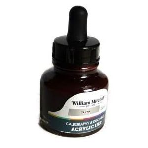Tusz akrylowy do kaligrafii i rysunku William Mitchell 30ml Sepia